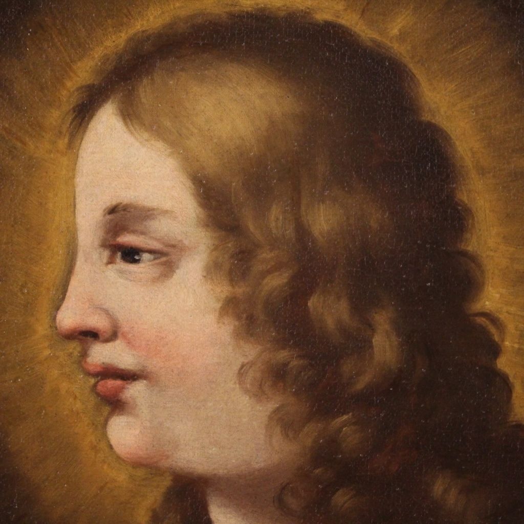 Tableau religieux d'époque représentant un saint, XVIIIe siècle photo Art