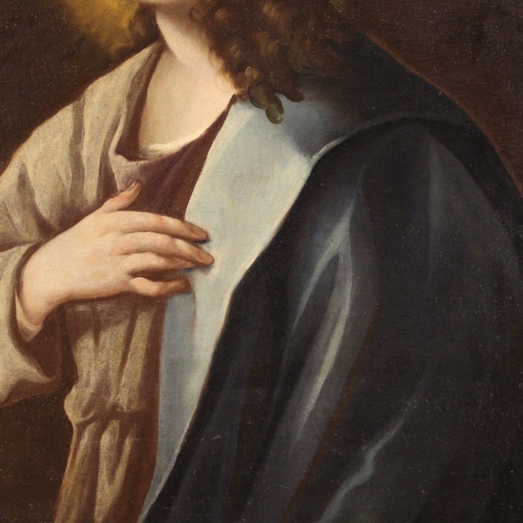 photo for sale Antiek religieus schilderij van een heilige, 18e eeuw