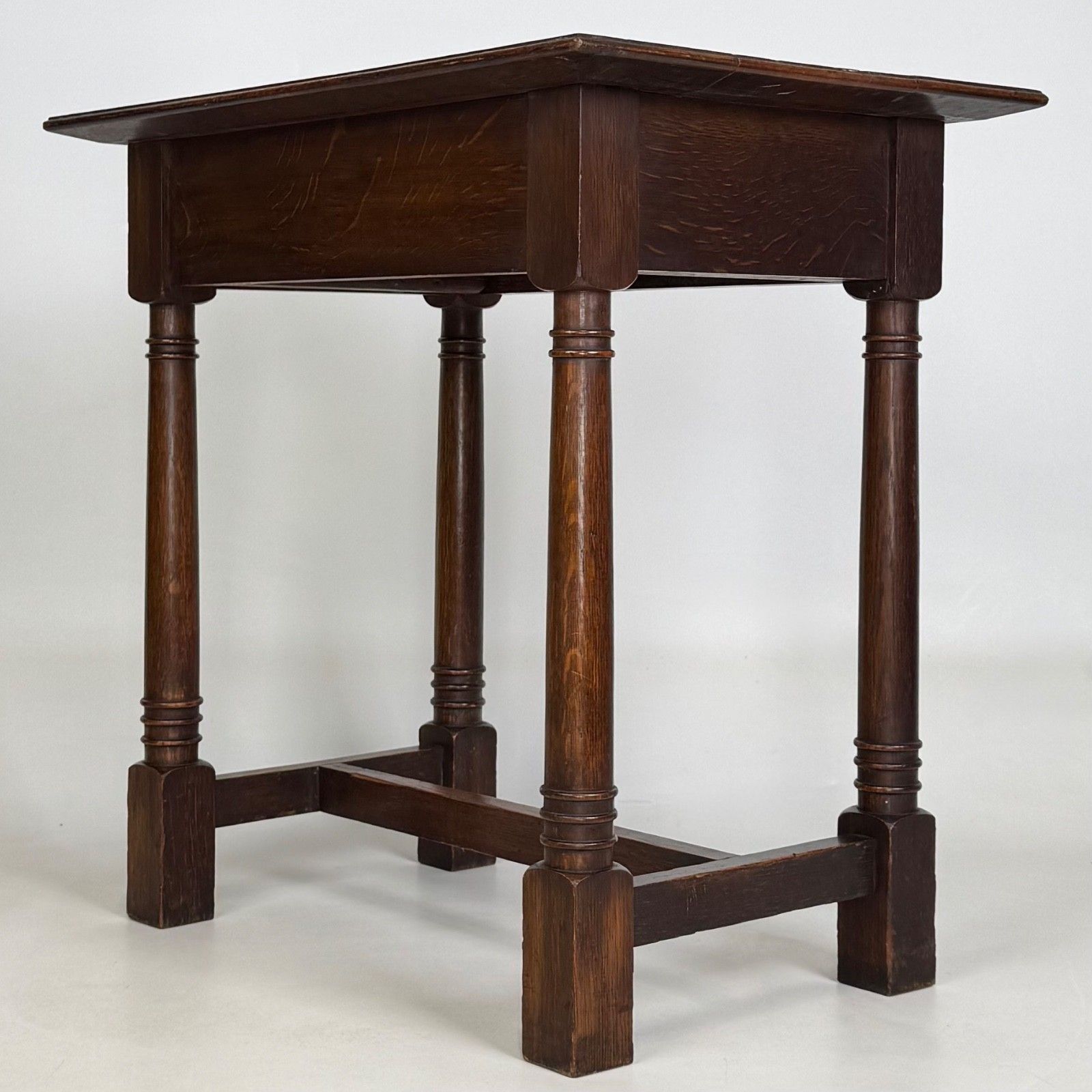 Antique 20th Century Art Nouveau Style Side Table In Oak ( Af 5634 ) photo vinterior