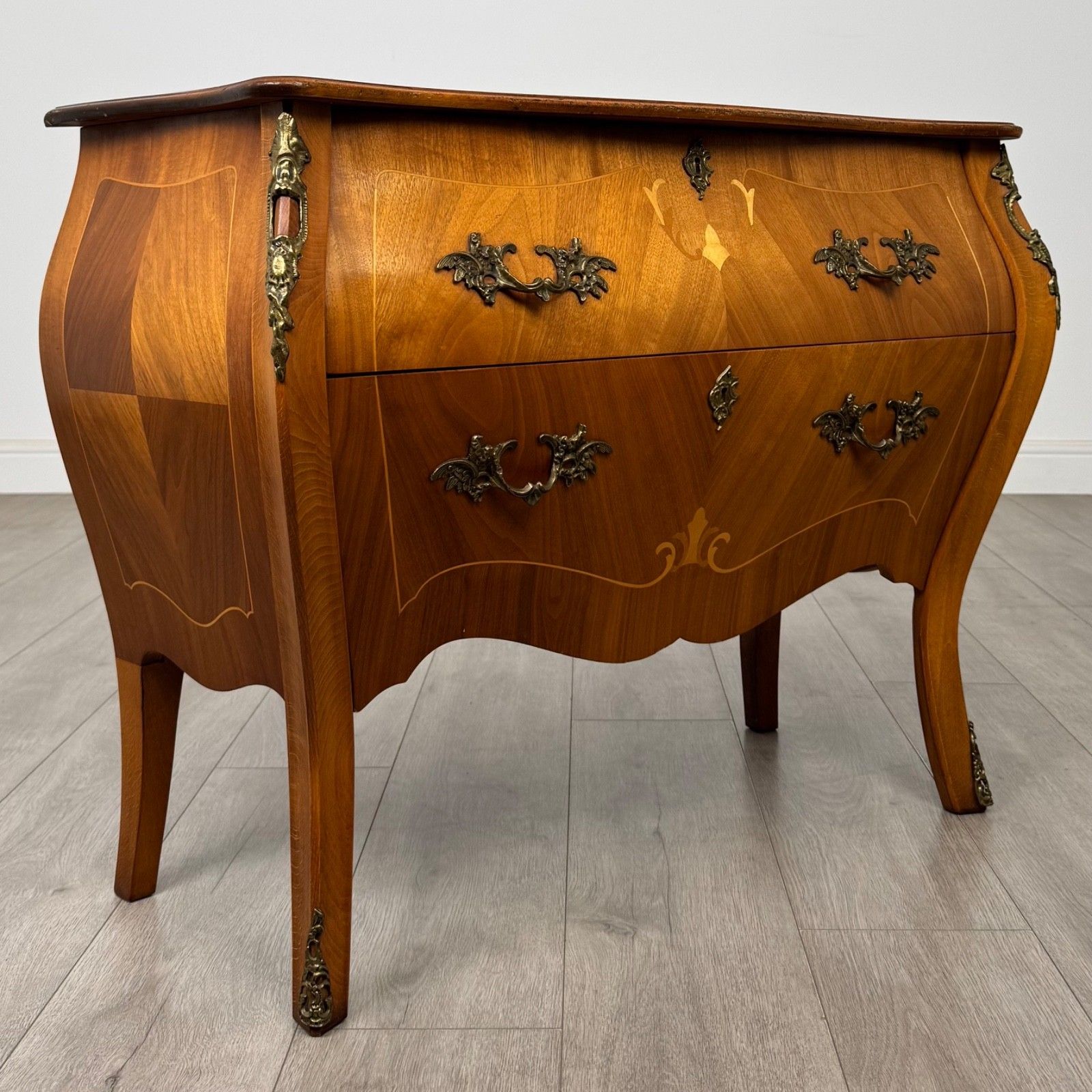 Antique 20th Century Bombe Chest Of Drawers In Walnut ( Af 5596 ) photo vintage