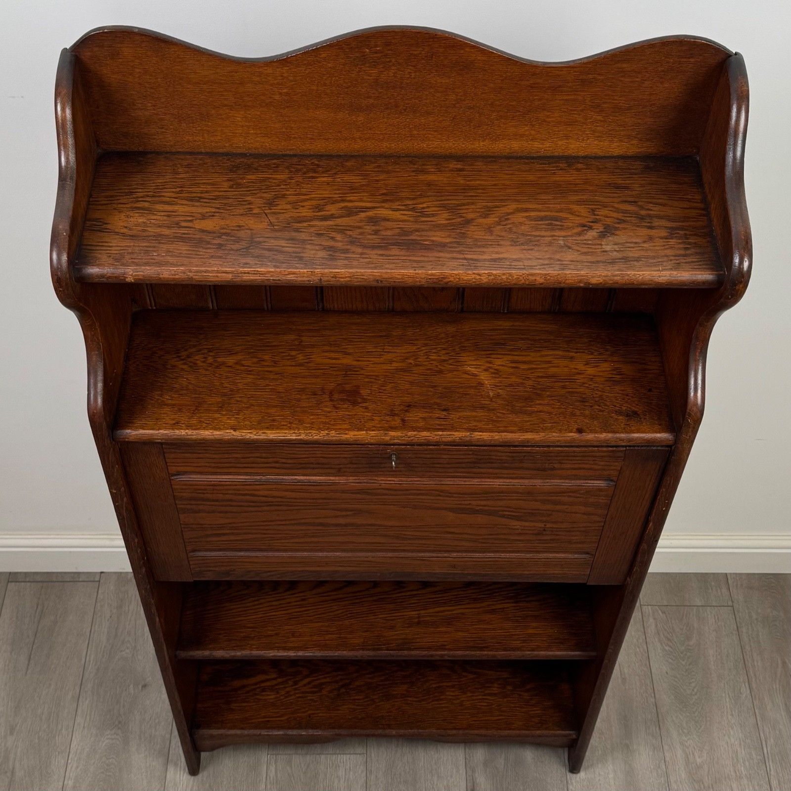 Furniture Antique 20th Century Narrow Edwardian Bureau In Oak ( Af 5604 ) photo