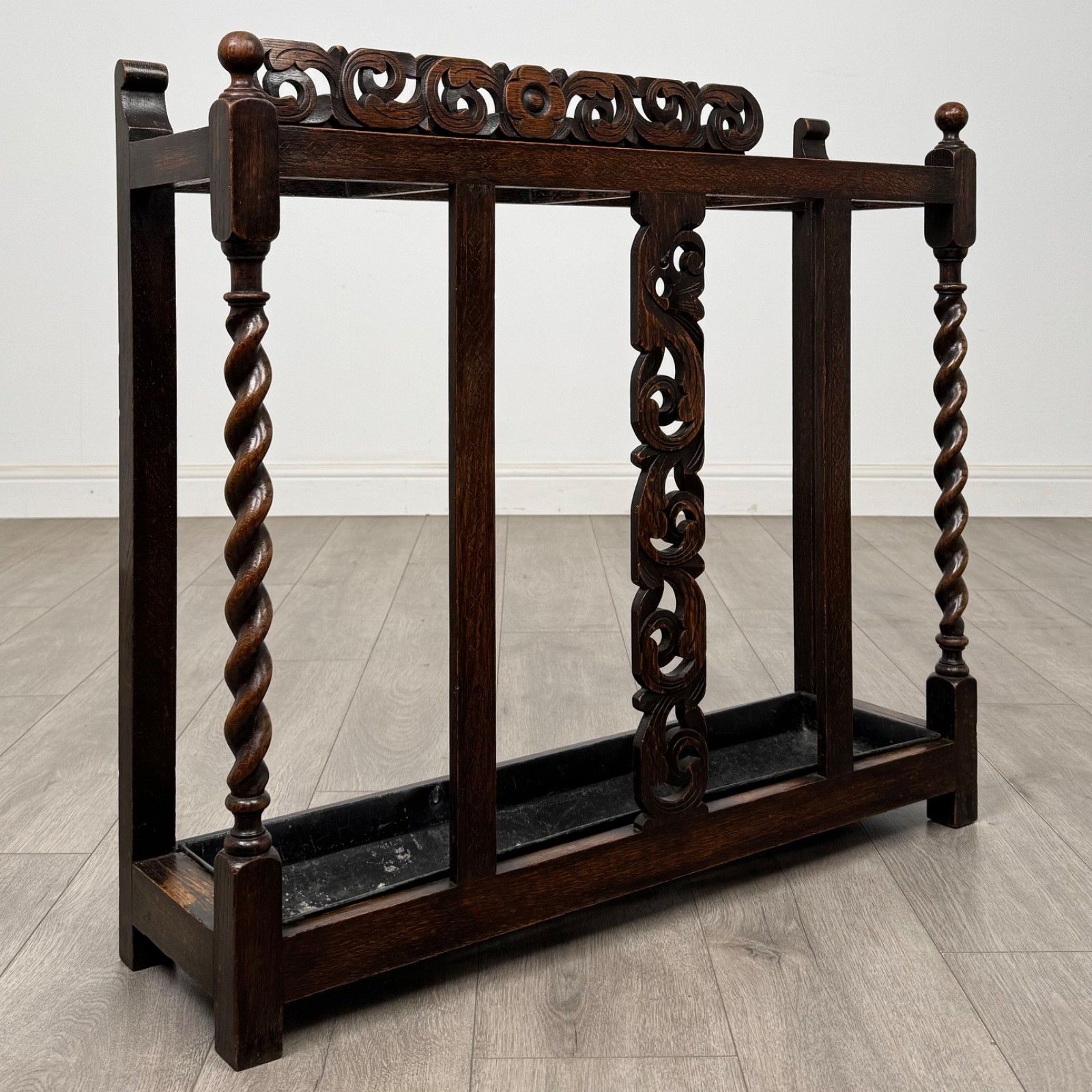 Antique 19th Century Umbrella Stand / Stick Stand In Oak ( Af 5595 ) photo vintage
