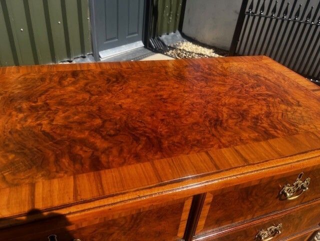 Furniture A George II Style Burr Walnut Chest Of Drawers. photo