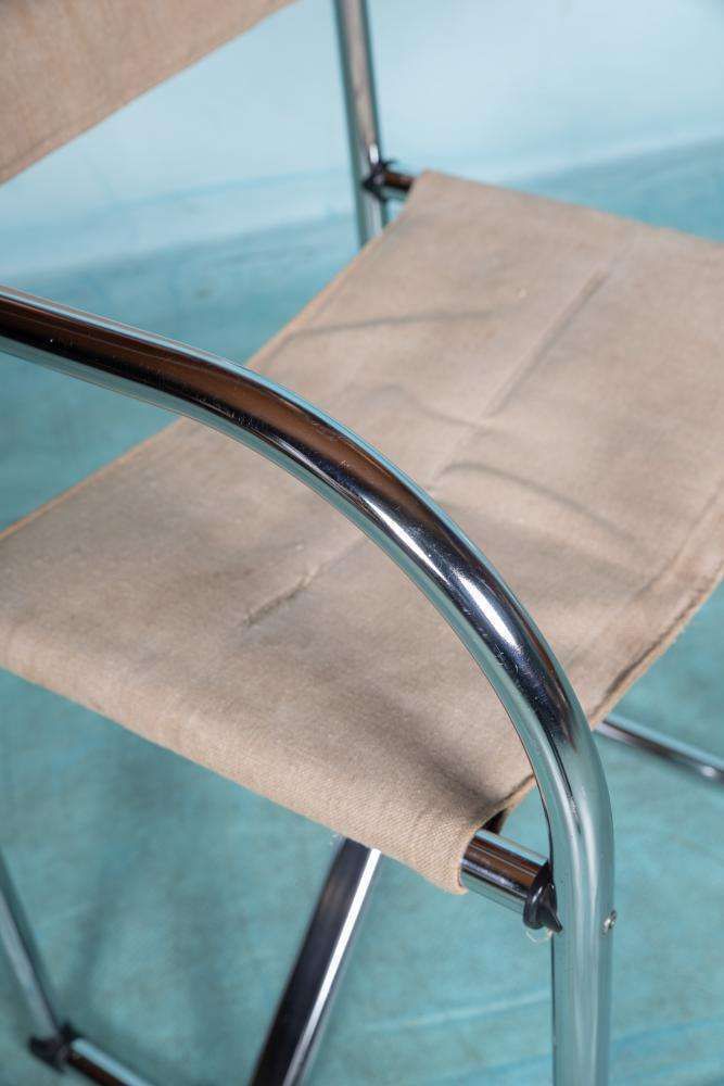 Vintage Tubular Frame Director's Chair Chrome 1970s photo furniture