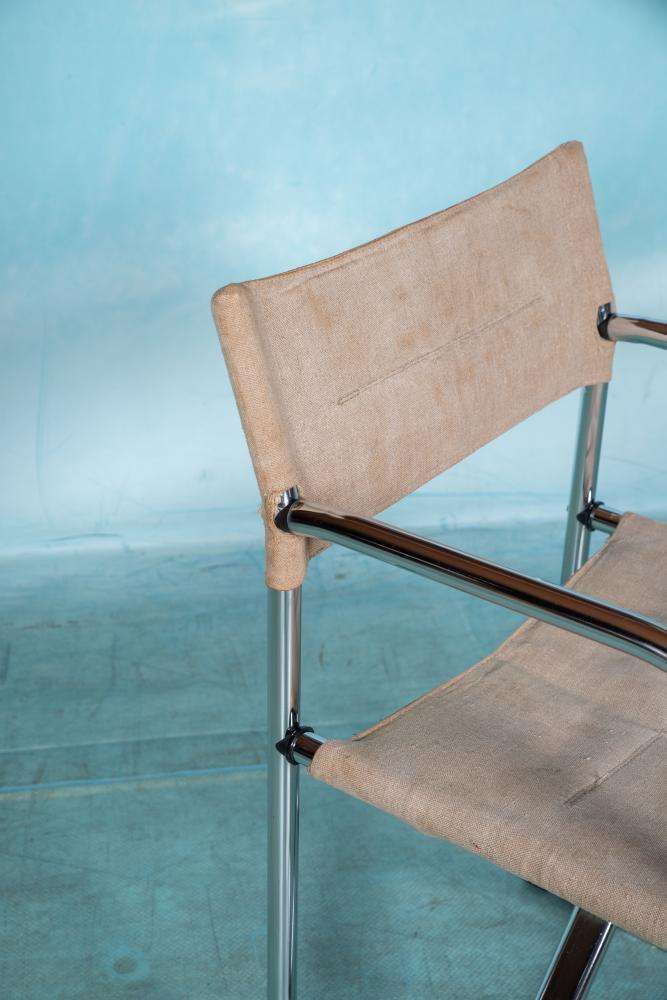 Vintage Tubular Frame Director's Chair Chrome 1970s photo Furniture