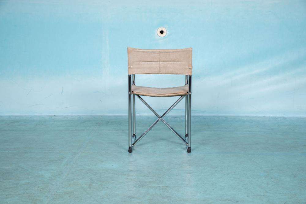 photo vinterior Vintage Tubular Frame Director's Chair Chrome 1970s