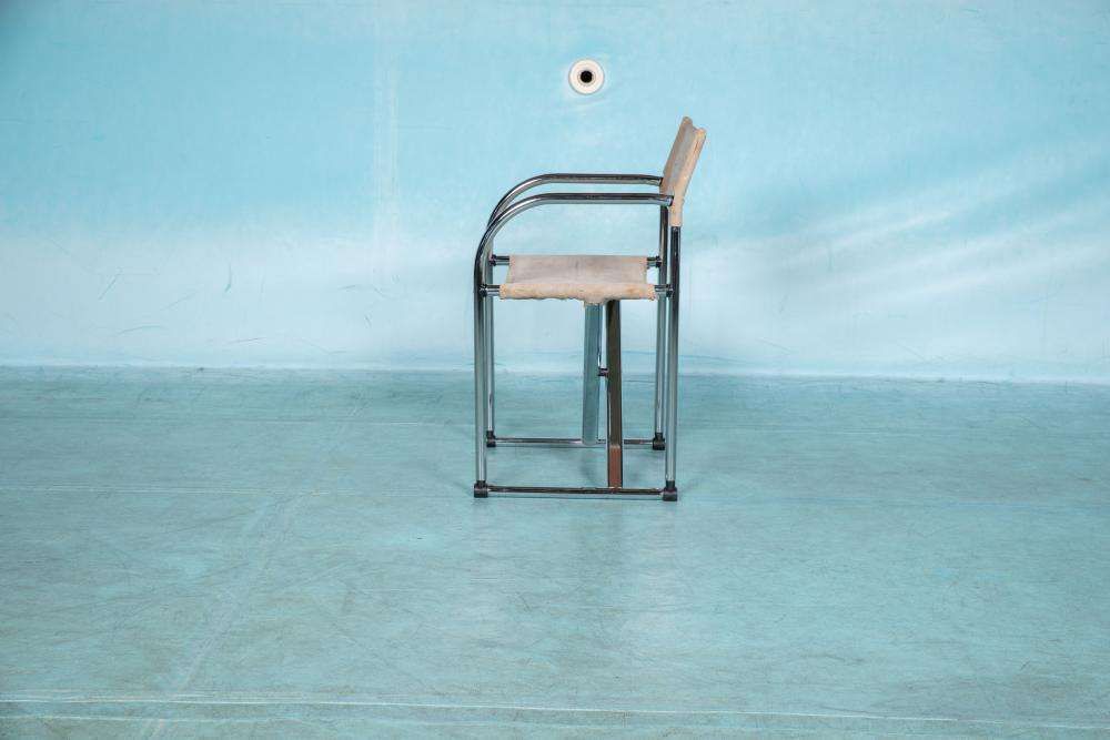 photo vintage Vintage Regisseursstoel Buizenframe Chroom Jaren 1970