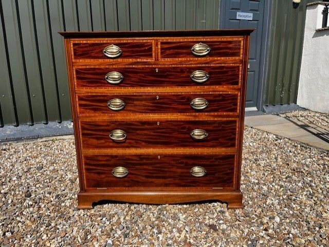 850.0 A Fine Quality Sheraton Revival Edwardian Period Mahogany Tall Chest. photo