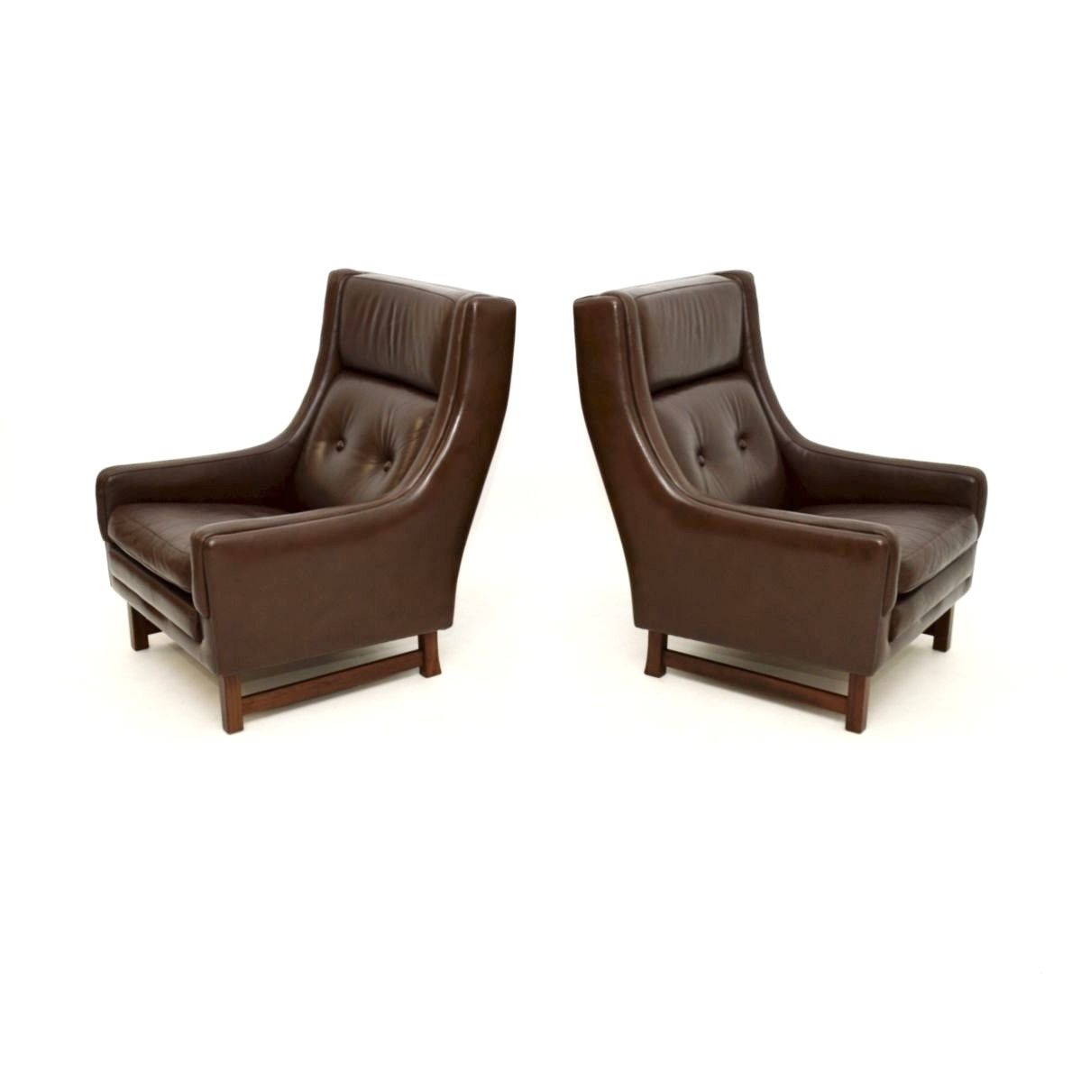 Pair Of Vintage Leather Armchairs By Torbjorn Afdal For Bruksbo