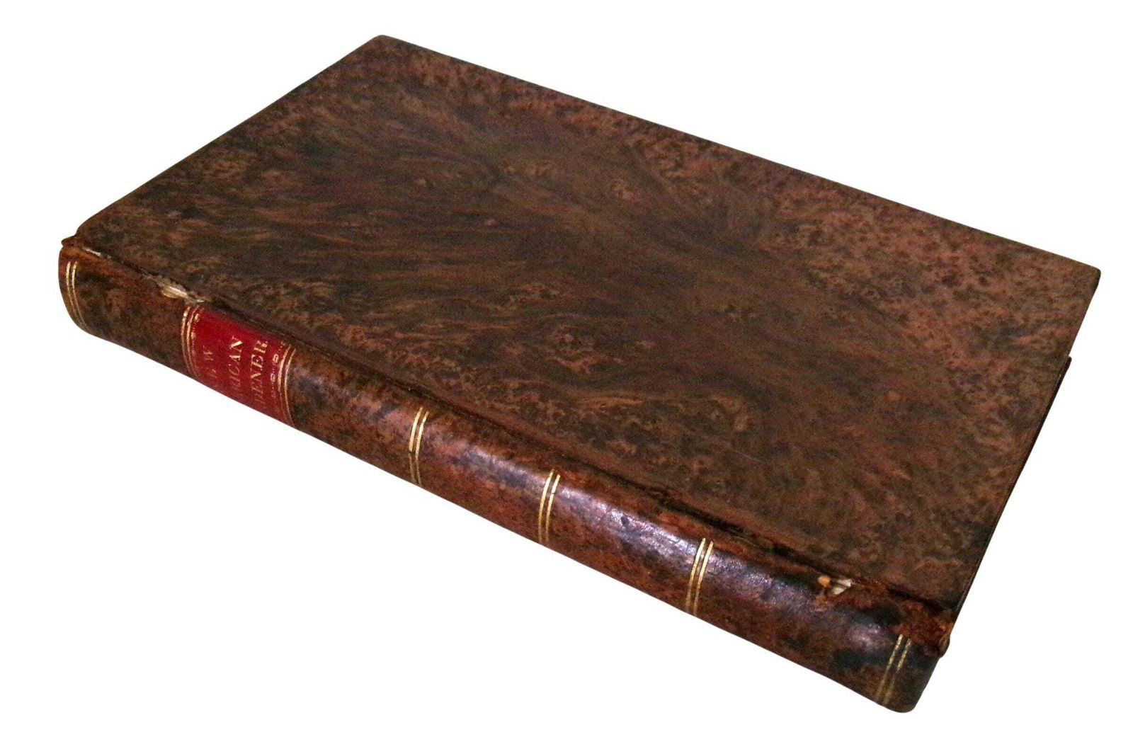 Home Decor 1828 Horticulture Book: New American Gardener, Thomas Fessenden, Full Leather Georgian photo