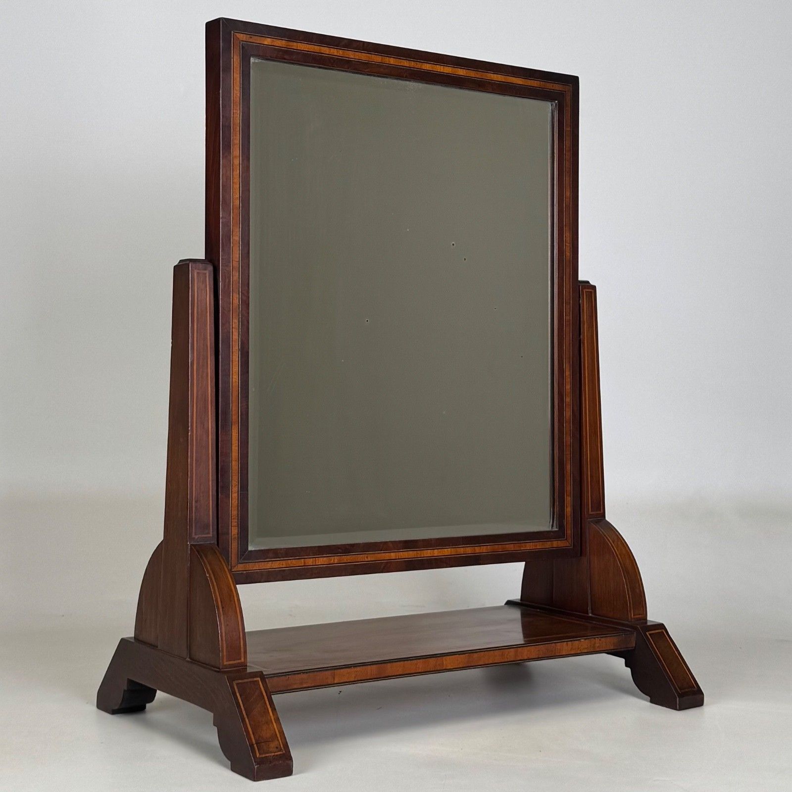 Antique 20th Century Inlaid Dressing Mirror In Mahogany ( Af 5637 )