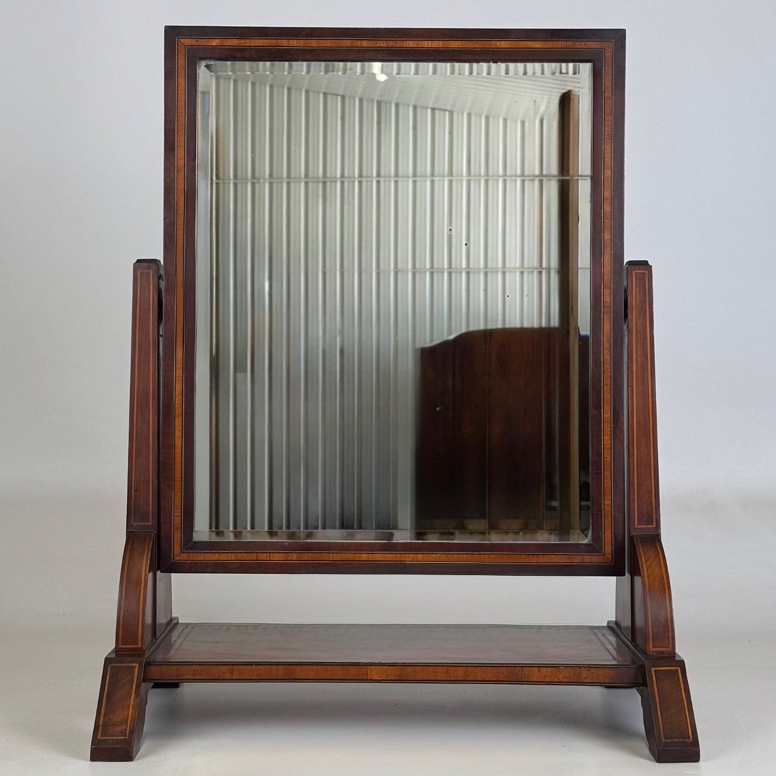 photo for sale Antique 20th Century Inlaid Dressing Mirror In Mahogany ( Af 5637 )