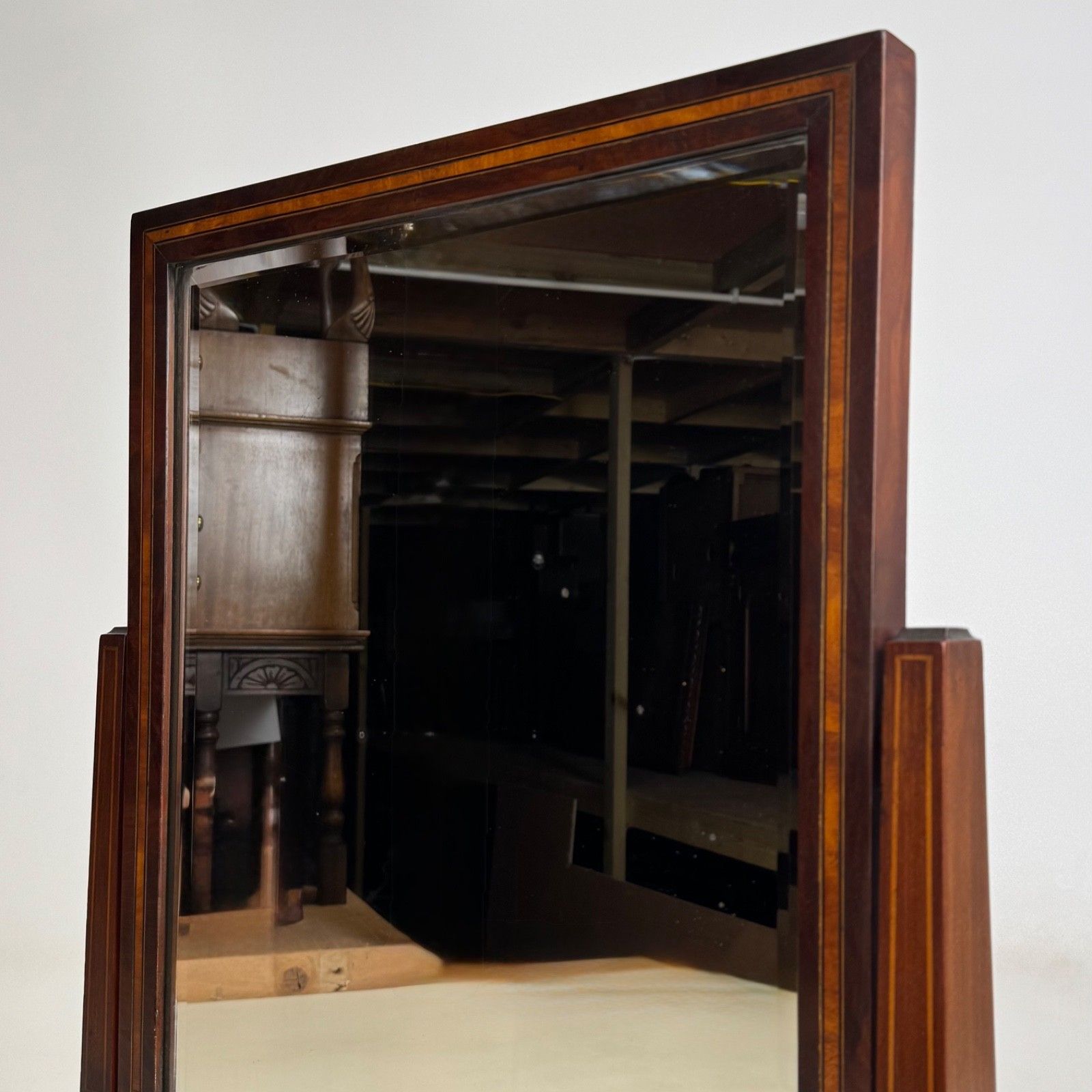 365.0 Antique 20th Century Inlaid Dressing Mirror In Mahogany ( Af 5637 ) photo
