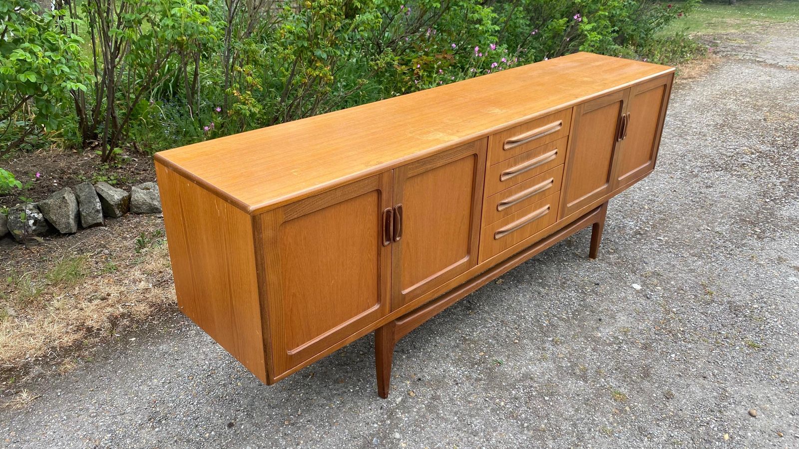 Matched Pair Of G Plan Mid Century Modern Blonde Fresco Sideboards By Gomme photo for sale
