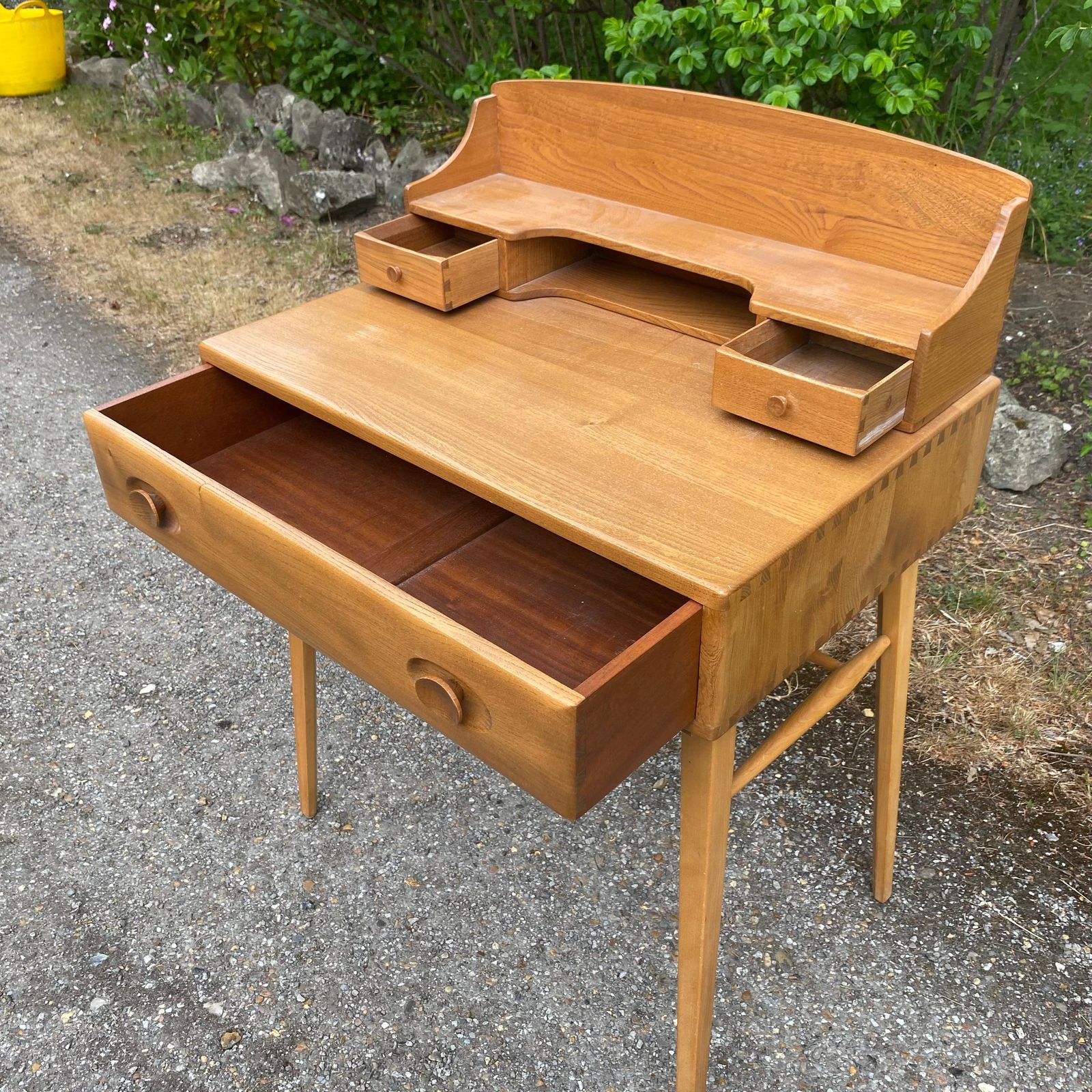 1061.0 1970's G Plan Blonde Teak Desk And Matching Quaker Chair photo