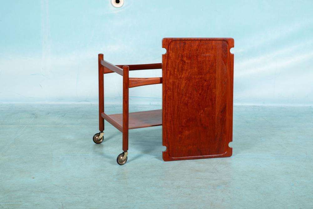 Vintage Teak Serving Trolley, Danish Design Bar Cart Wegner photo vintage