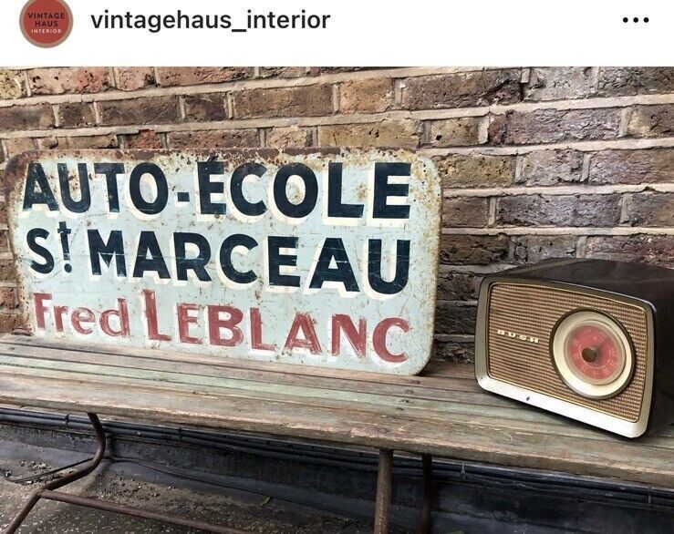 Vintage French Garage Sign Auto “Ecole Fred Le Blanc” photo Home Decor
