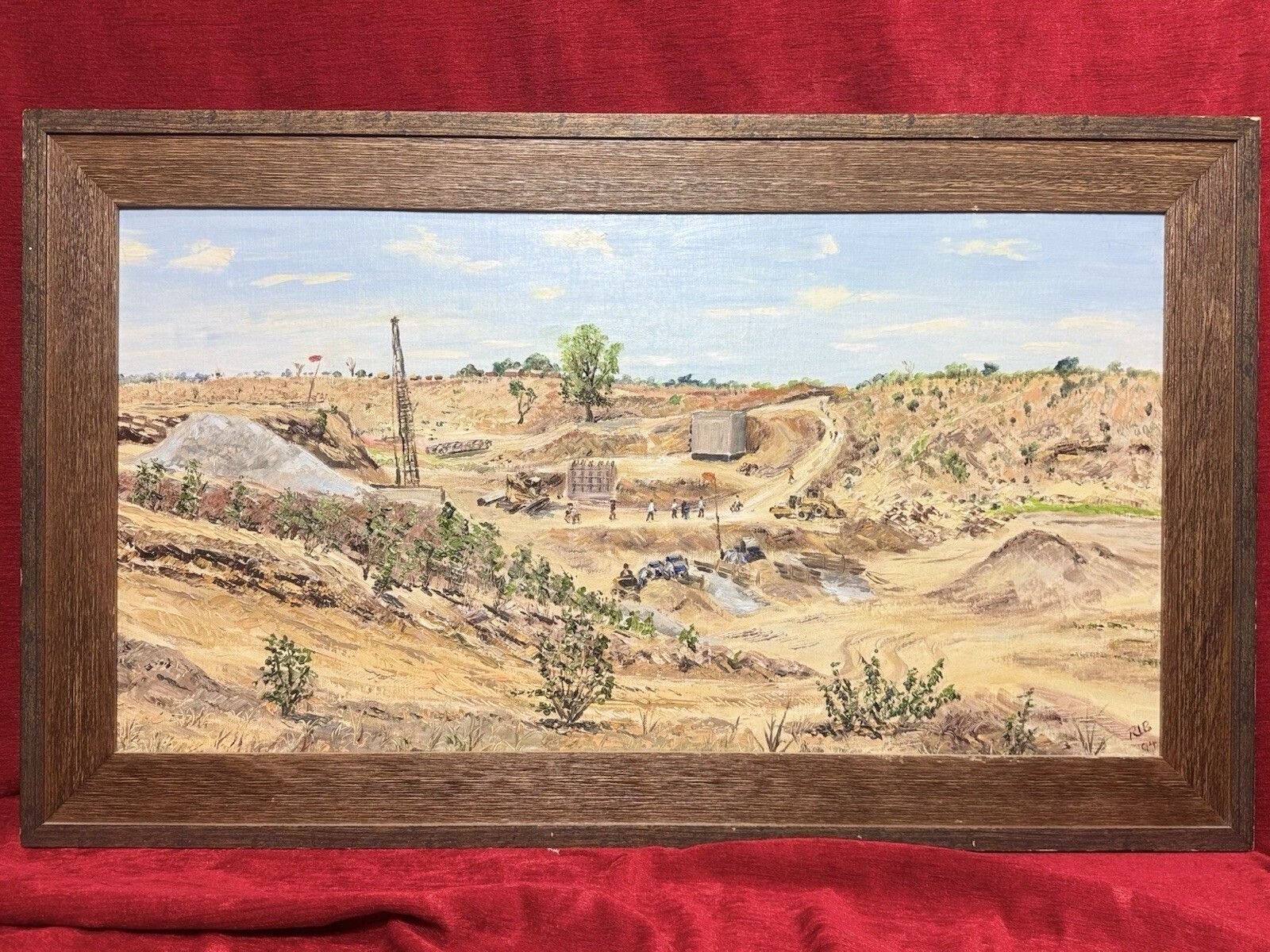 21stc South African Blantyre Gold Mining Operation In Landscape Oil Painting photo furniture