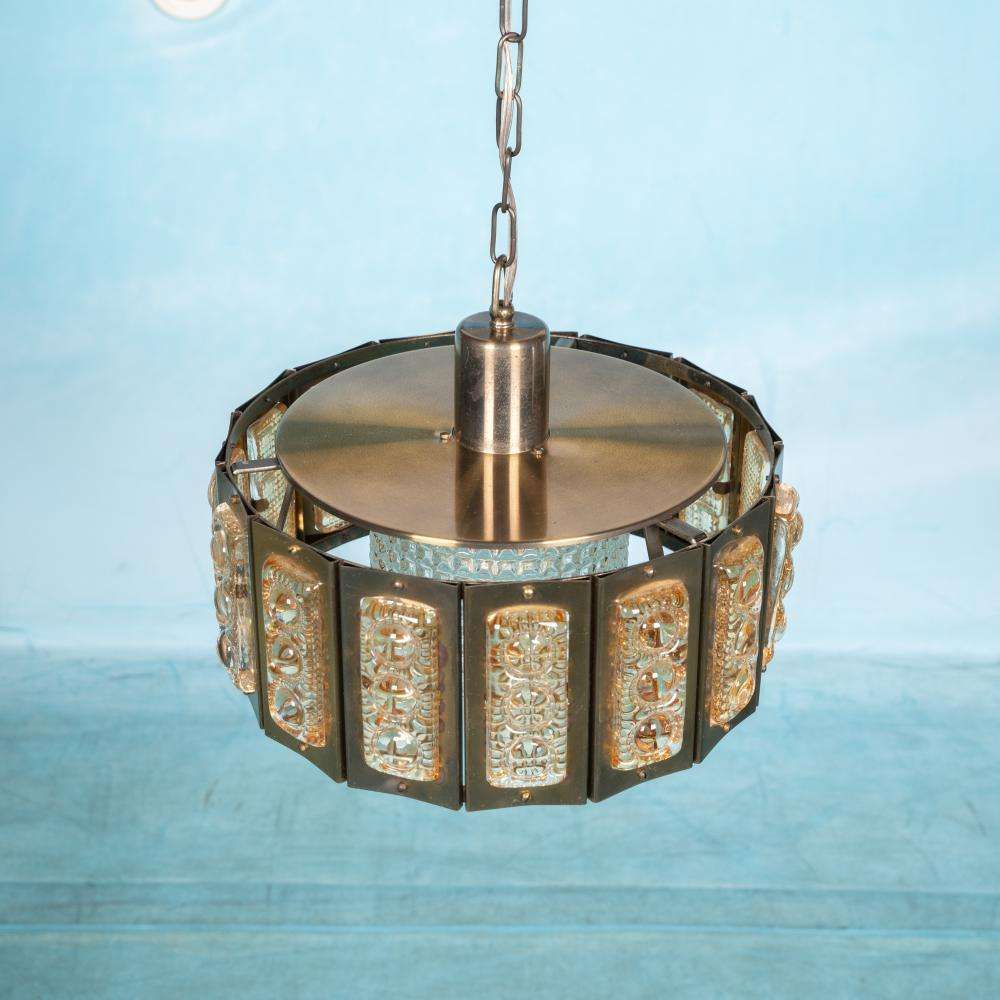 Vintage Glazen Hanglamp, Deens Design, Mid Century photo for sale