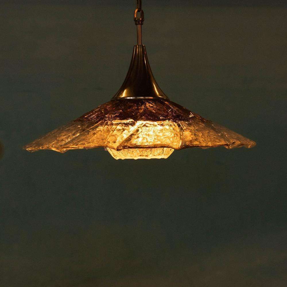Midmod Glass Pendant Lamp Orrefors, 60s Japandi Glass Pendant