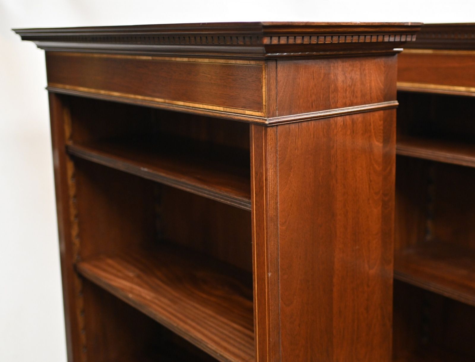 Furniture Pair Mahogany Bookcases Open Front Sheraton Bespoke. photo