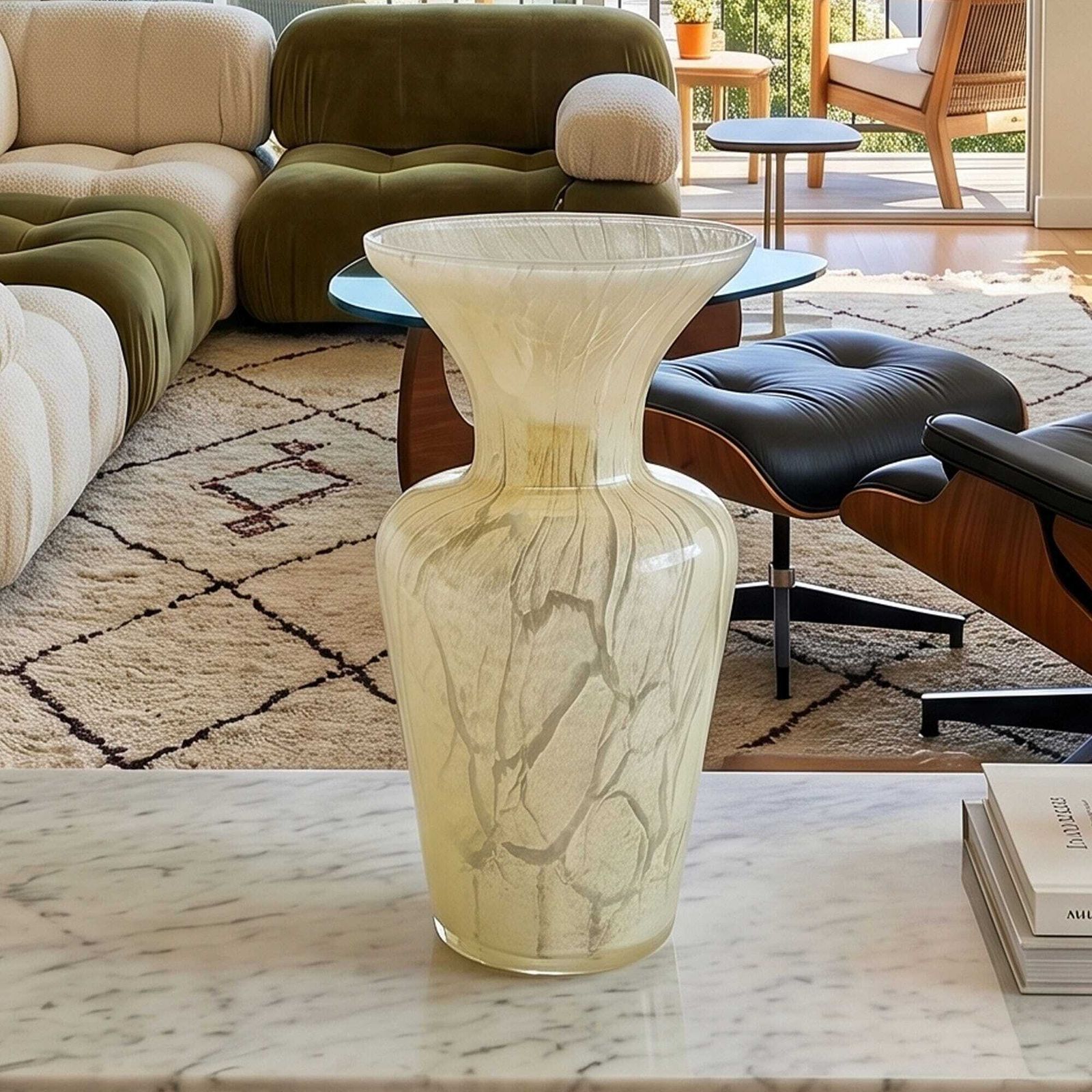 1970s Luxury Handcrafted Green Vase In Murano Glass By Maestro Del Vetro. Made In Italy. photo for sale