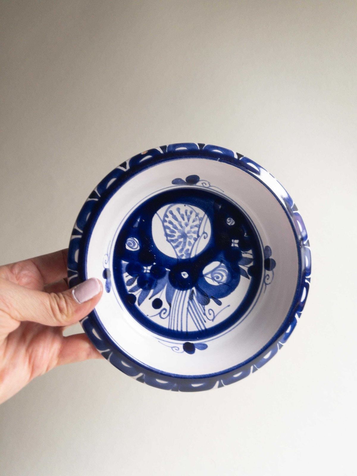 Swiss Pottery By Luzerner Keramik   Blue And White Bowls   Floral Decor   Set Of 4 photo 93.0