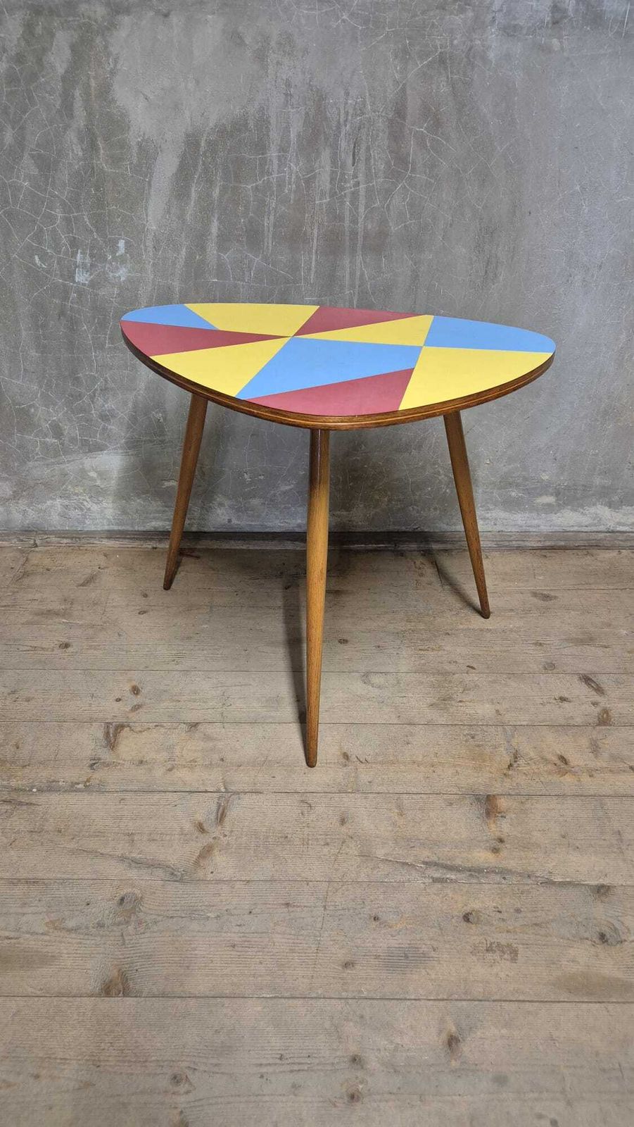 Czechoslovak Brussels Style Oak And Colored Umakart Table, 1950s. photo buy
