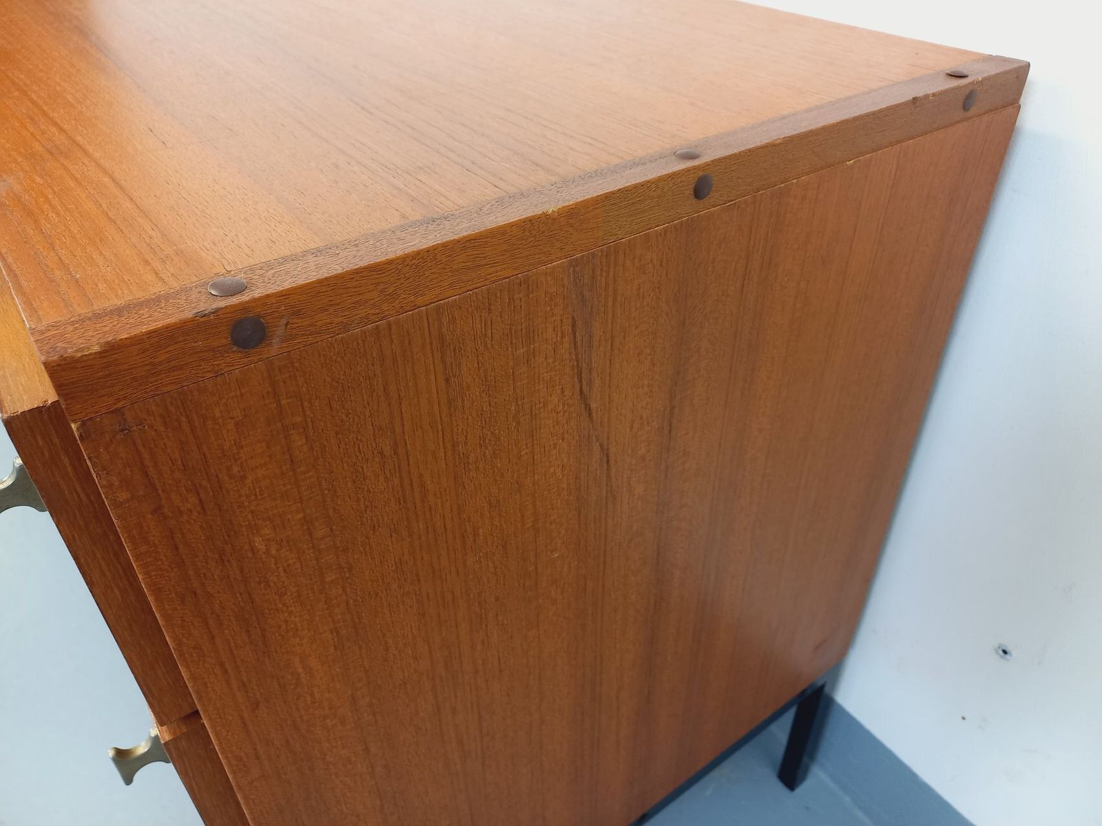 photo vinterior Small Modernist Sideboard By Arp Minvielle In Teak And Black Metal