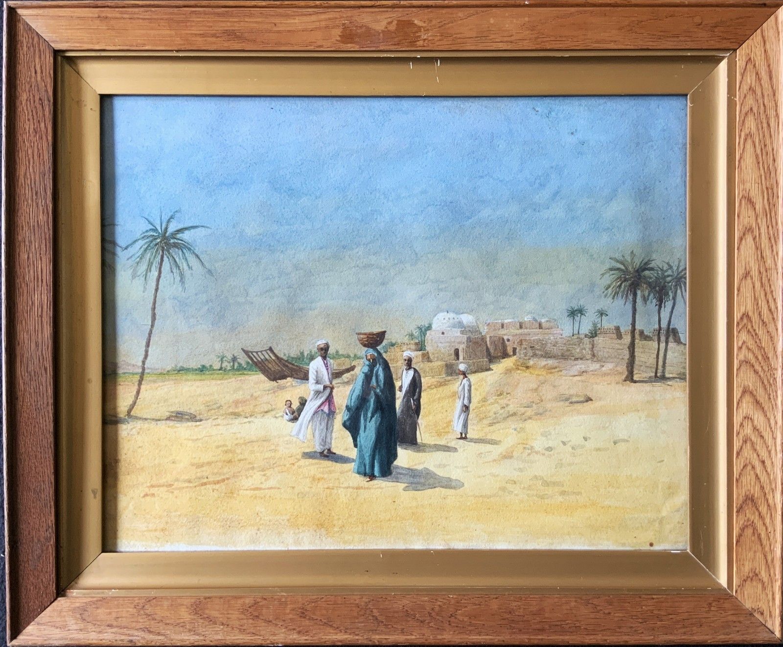 Early 20th Century Antique Arabian Landscape Watercolour & Gouache Painting