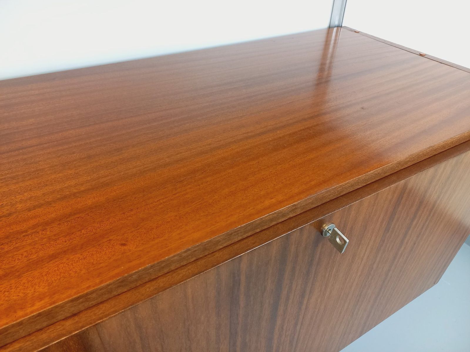Arp Minvielle Wall Mounted Bookcase With Mahogany And Aluminum Secretary Desk photo 1789.0