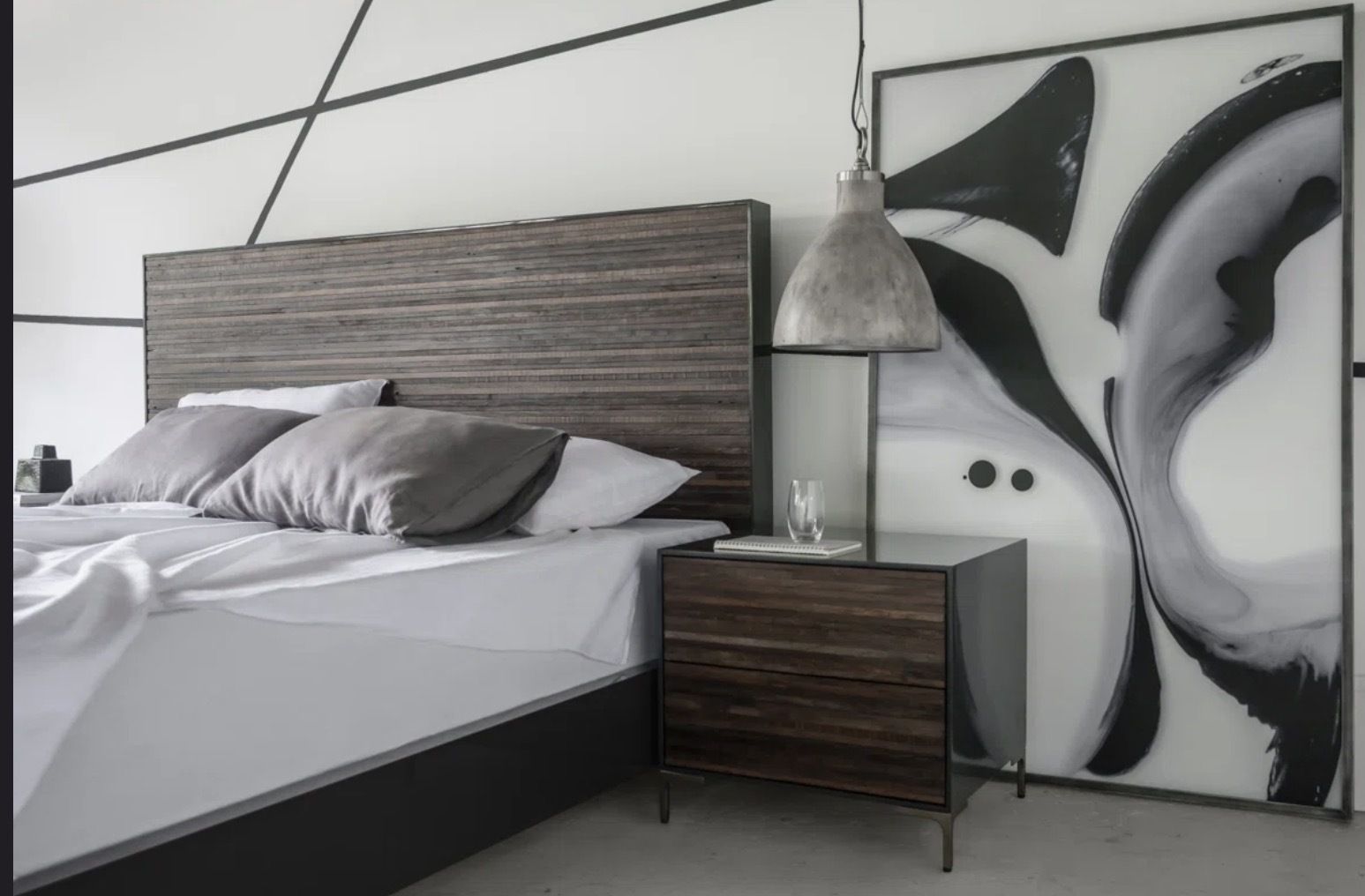 Thomas Bina For Sonder Living Peroba Wood Bed Frame – Designer Contemporary photo vintage