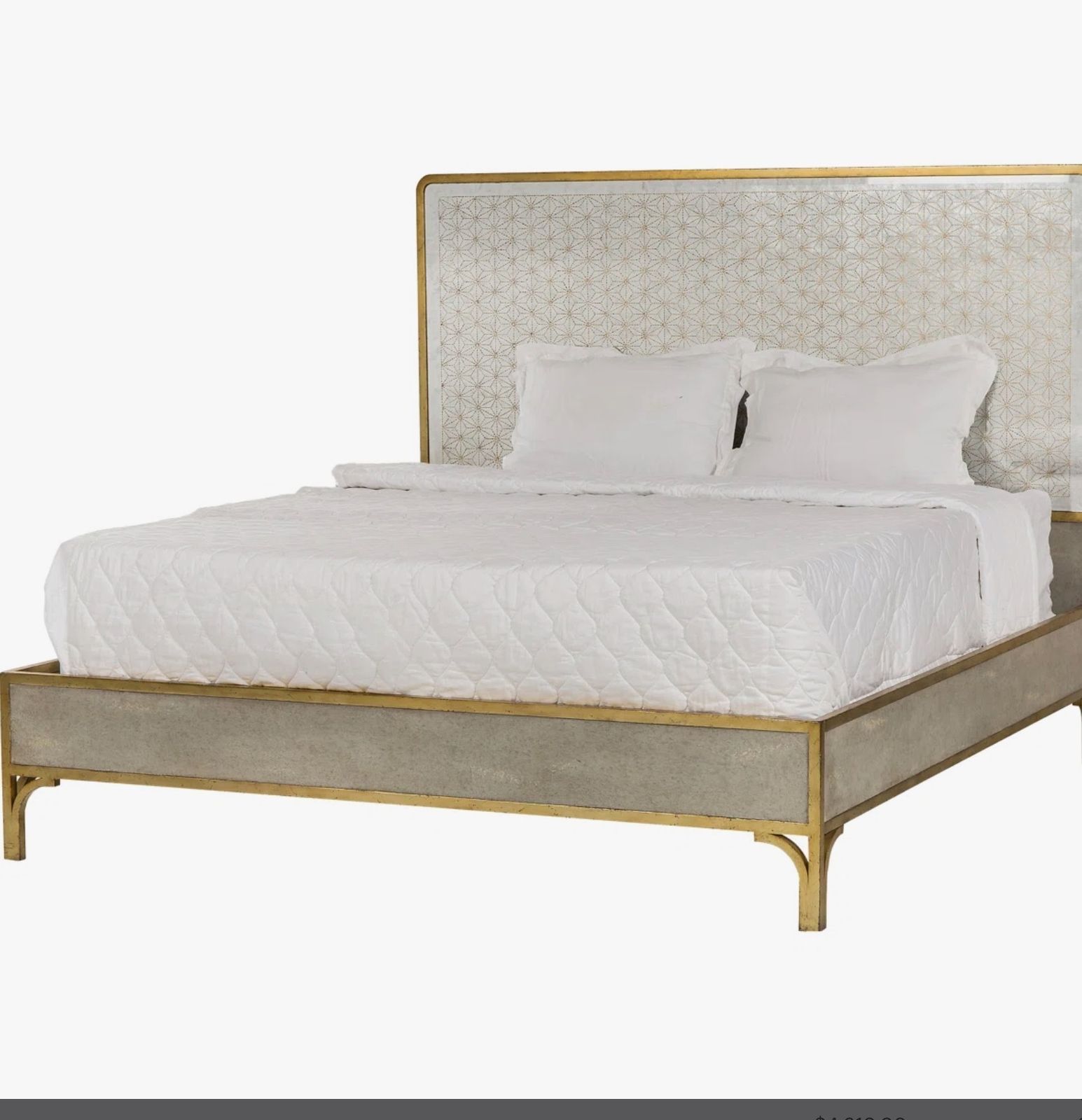 Tracey Boyd For Sonder Living Mirrored Eglomisé Bed Frame – Gold Leaf Detail photo furniture