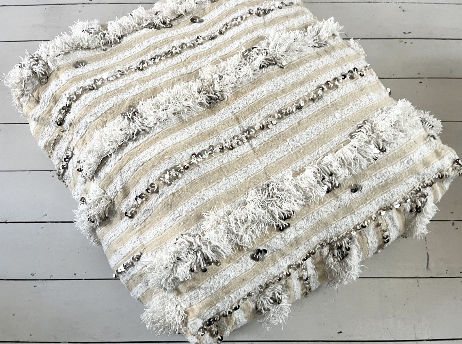 Moroccan Handira Pouf Xl Vintage Berber Carpet Pouf Handmade Pouf Ottoman Square Pouf photo for sale