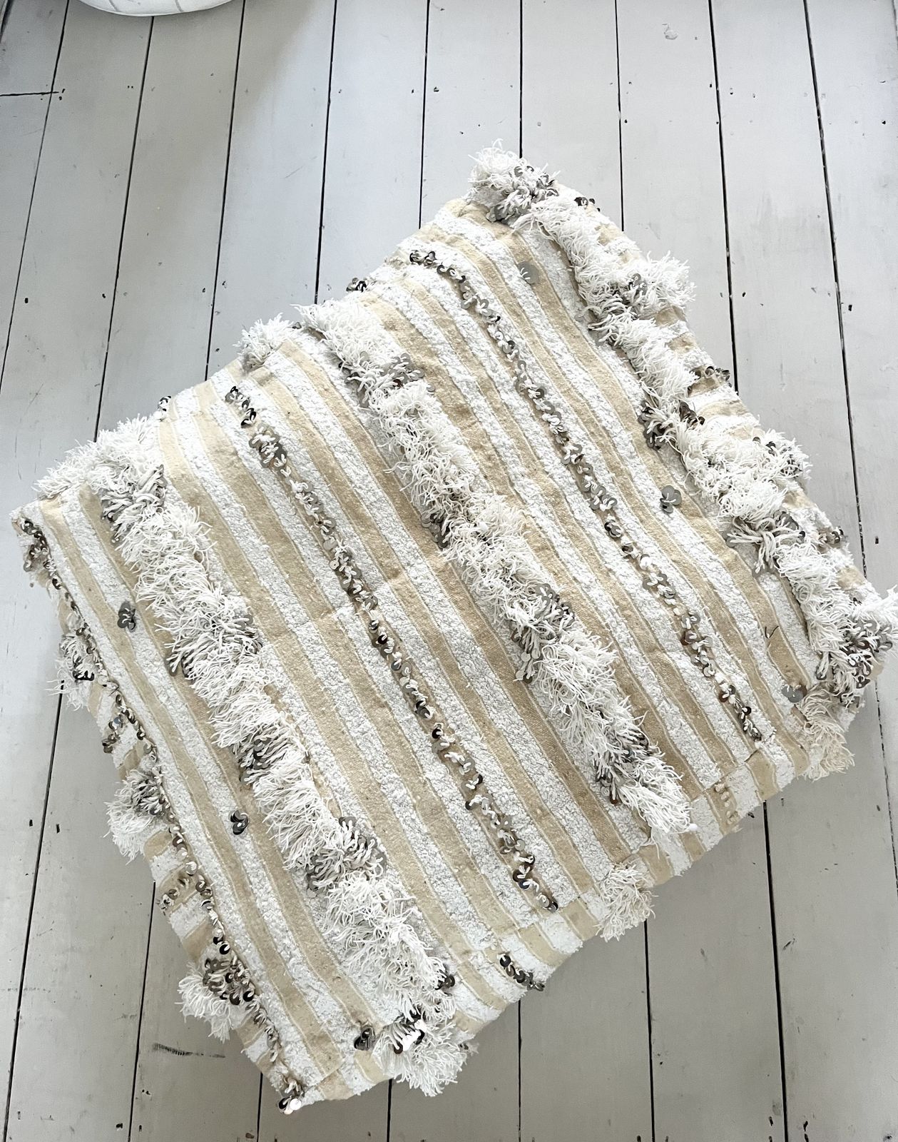 Moroccan Handira Pouf Xl Vintage Berber Carpet Pouf Handmade Pouf Ottoman Square Pouf photo vintage