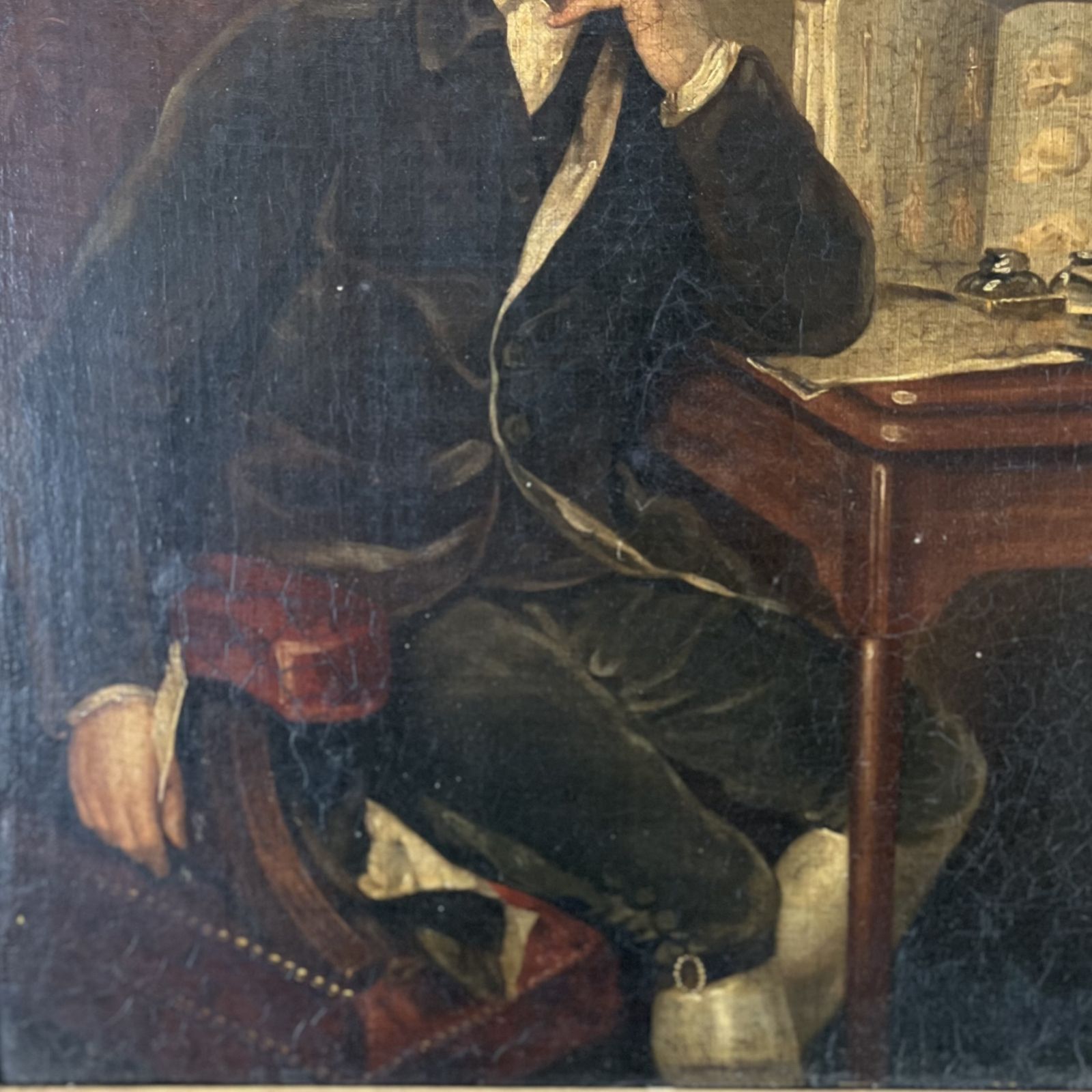 Antique Oil On Canvas Portrait Of John Hunter photo vinterior