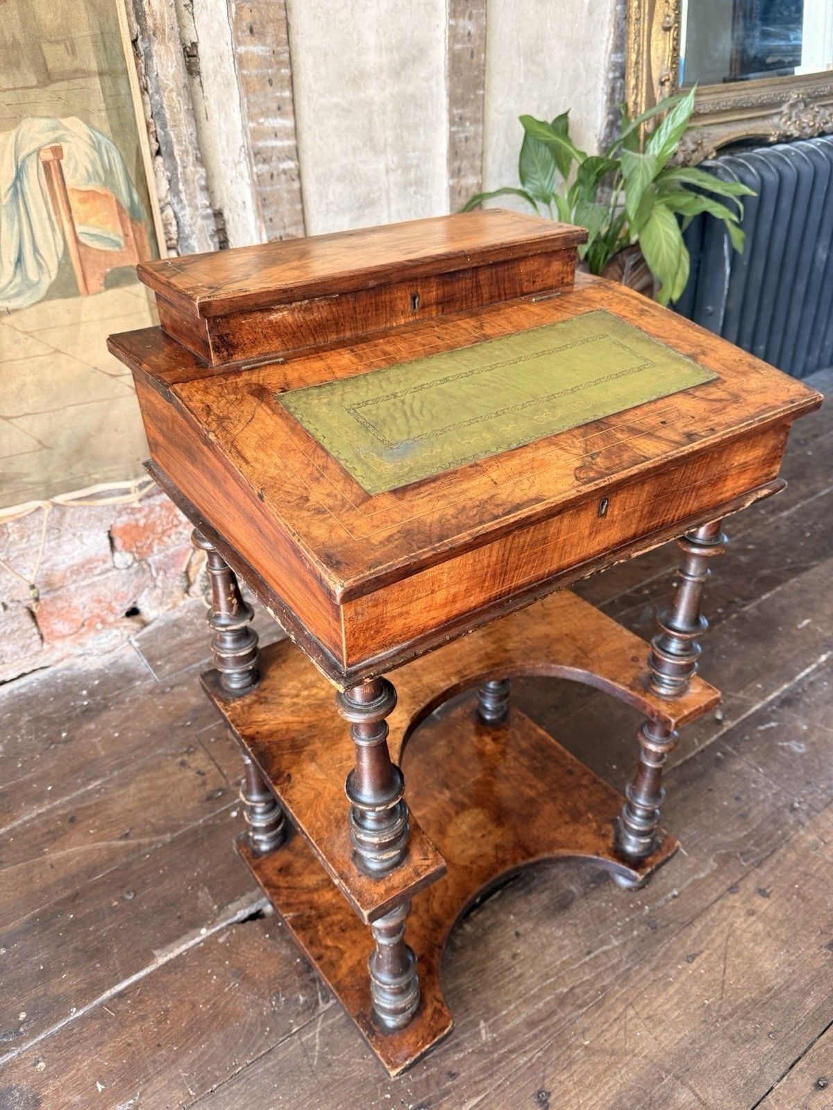 Rare Antique Walnut Burl Inlaid  Lady's Three Tier  Davenport Writing Desk Table photo 449.0