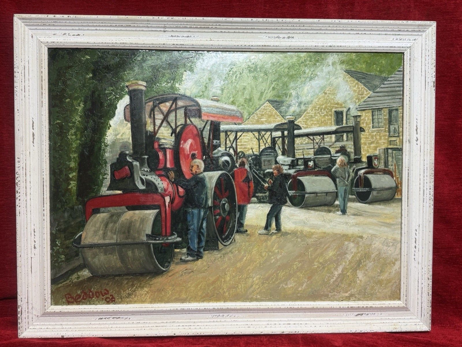 21stc Steam Locomotive Rally & Enthusiasts Oil Painting On Board Signed Beddow photo furniture