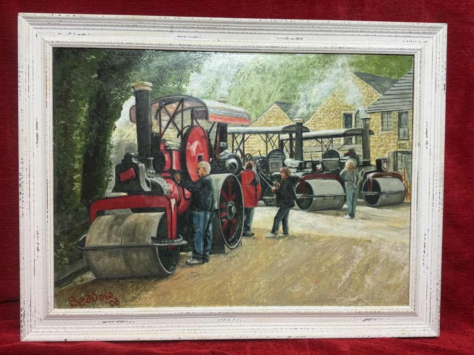 21stc Steam Locomotive Rally & Enthusiasts Oil Painting On Board Signed Beddow photo for sale