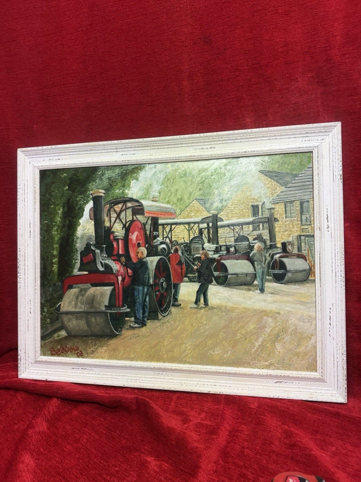 21stc Steam Locomotive Rally & Enthusiasts Oil Painting On Board Signed Beddow photo Art