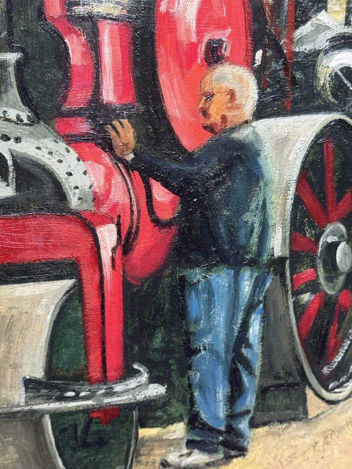 photo for sale 21stc Steam Locomotive Rally & Enthusiasts Oil Painting On Board Signed Beddow