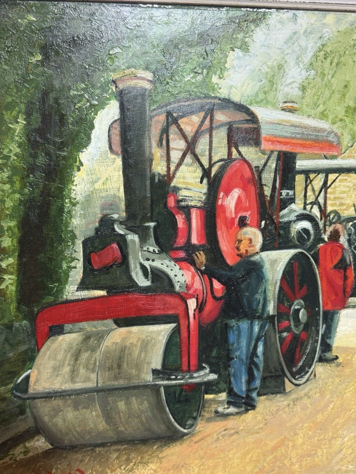 Art 21stc Steam Locomotive Rally & Enthusiasts Oil Painting On Board Signed Beddow photo