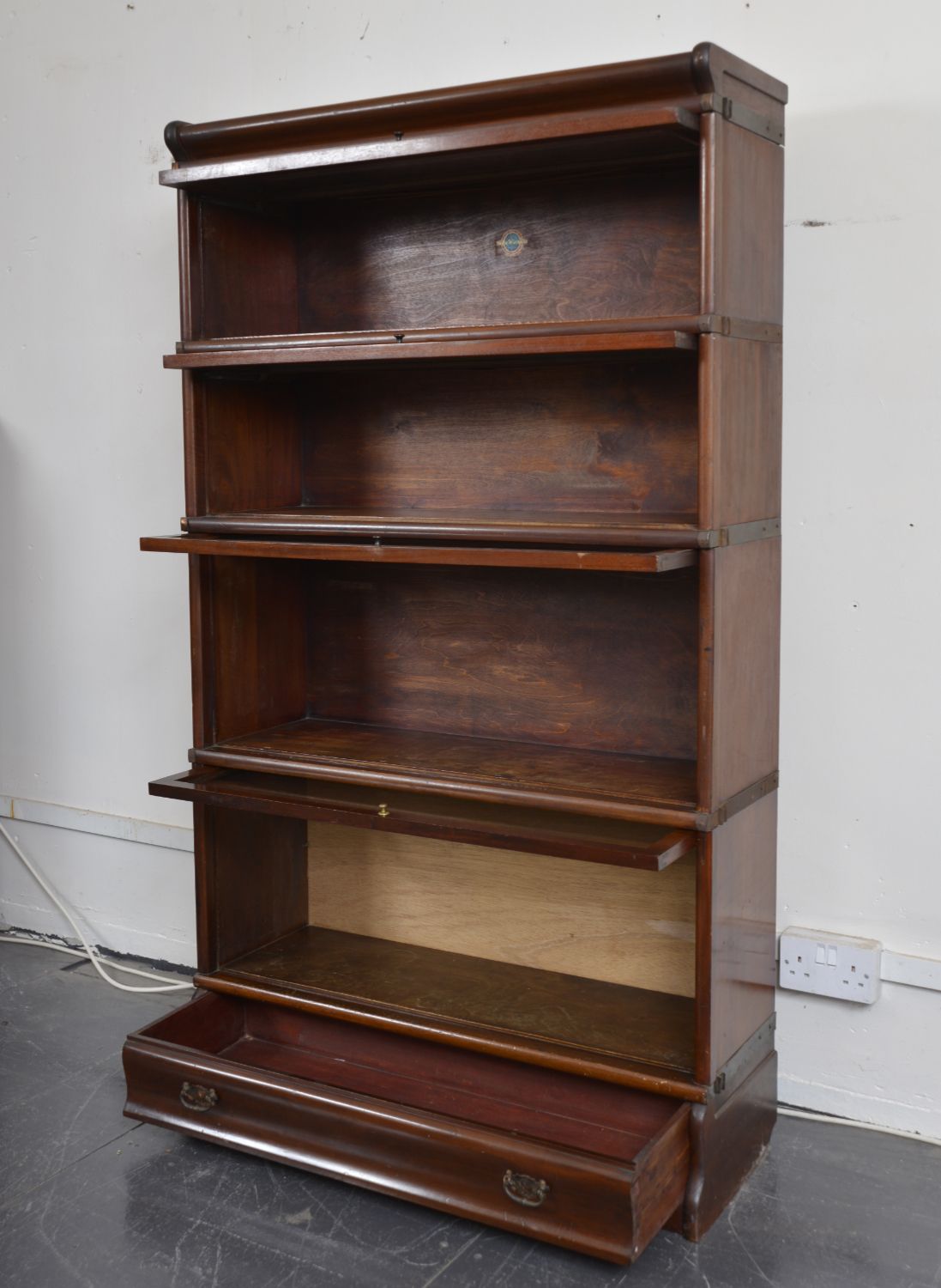 Set Of 4 Antique Mahogany Globe Wernicke Barristers Glazed Stacking Bookcase Cabinet Of Curiosities Uk photo vinterior