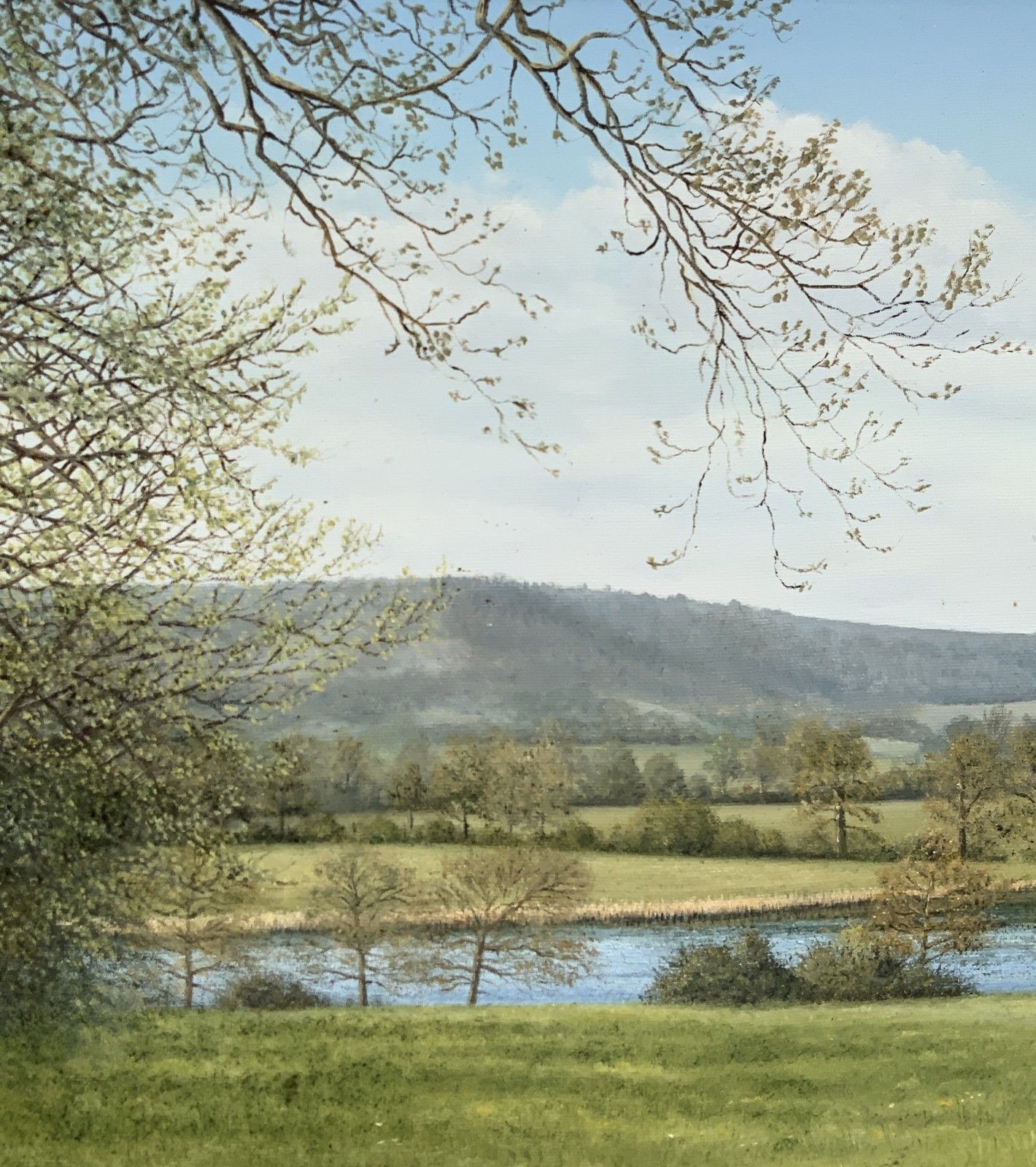 Beautiful English Countryside Landscape Oil Painting Signed Original photo vinterior
