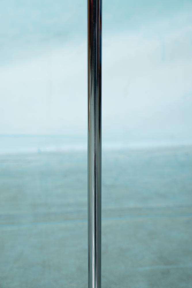 Vintage Vloerlamp Met Matglazen Kap En Chroom, Minimalistische Uplighter photo buy