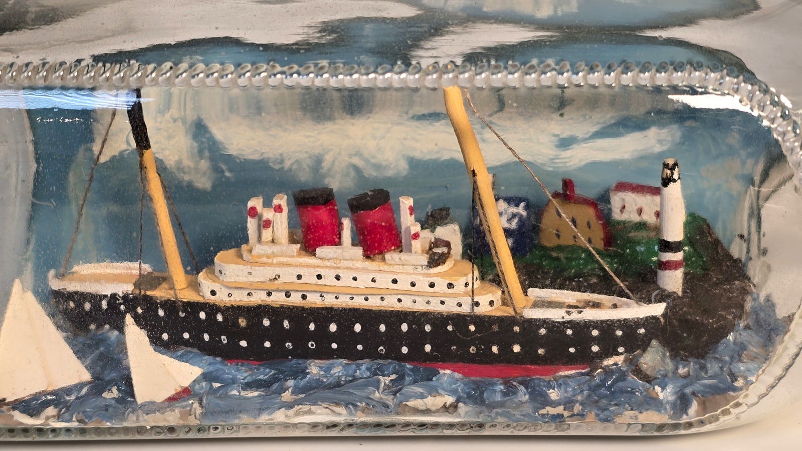 photo furniture 1930s Steamship In A Bottle Diorama, English Folk Art