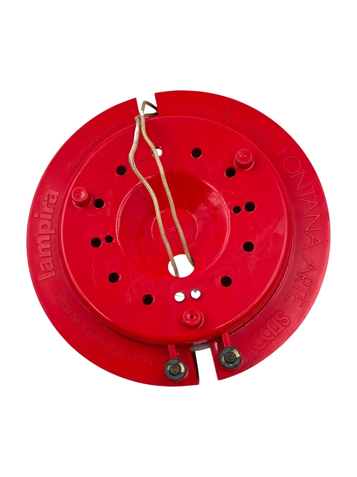 photo for sale Gianemilio Piero And Anna Monti, Mod. Lampira Red Sconce, Fontana Arte Italy, 1970