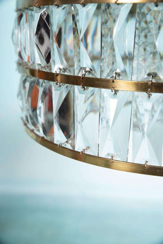 photo for sale Vintage Glazen Hanglamp, Kristal, Messing, Mid Century Jaren 1960