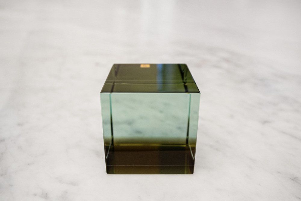 Glass Solidi Paperweight Cube From Fontana Arte, 1980s photo furniture