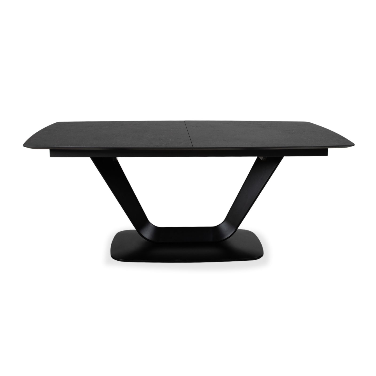 Mobilier Table à manger extensible BoConcept Alicante en noir, plateau supplémentaire en grès gris foncé T076, fonction manuelle, 183 x 100 photo